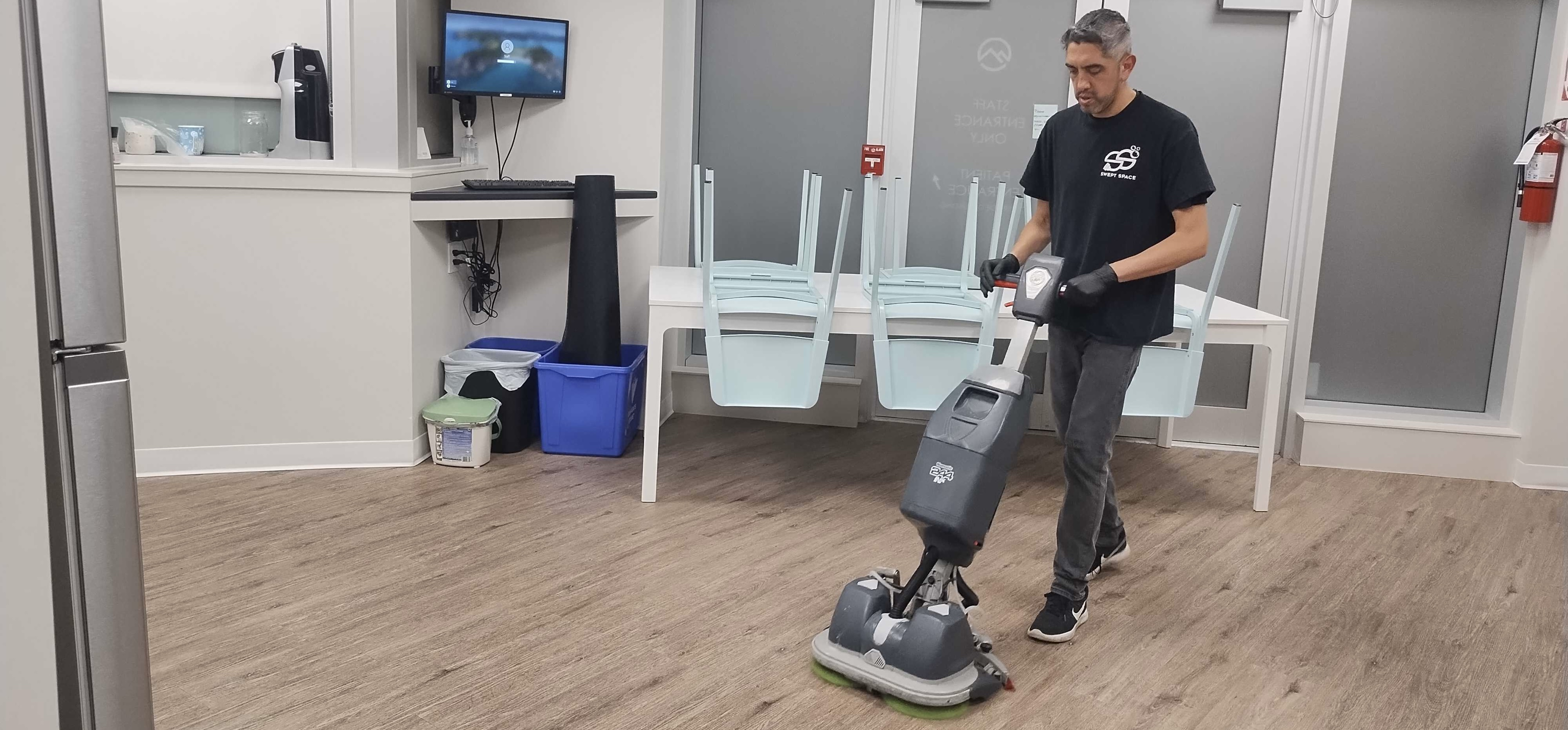 Commercial cleaning service owners Dan and Lucas in Victoria, BC office space