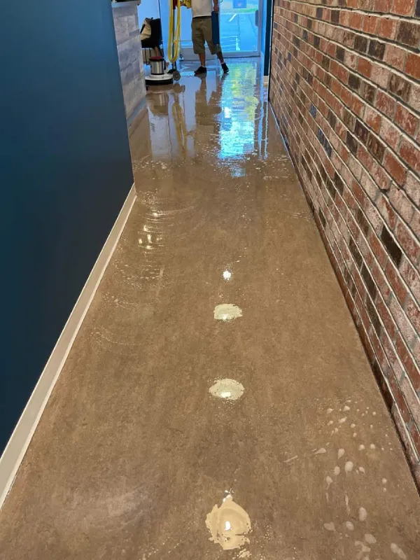 Cleaned and waxed office floor